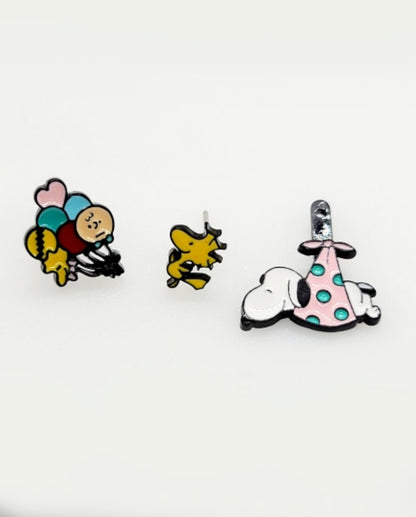 Cute Woodstock delivery Snoopy Baby basket earrings, Snoopy and Woodstock Best Friend Ear jacket