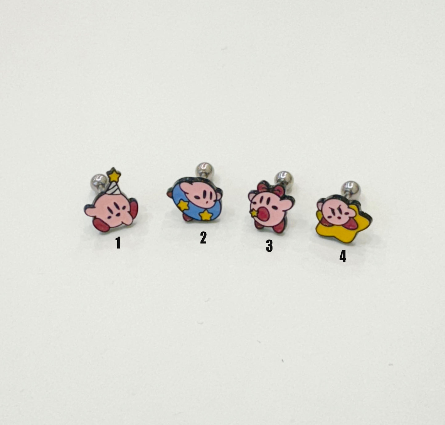 Kirby Star Allies 4 types Screwback  Piercing, Kirby Star Allies screw back ball, Barbells Ear Piercing Cartilage earrings