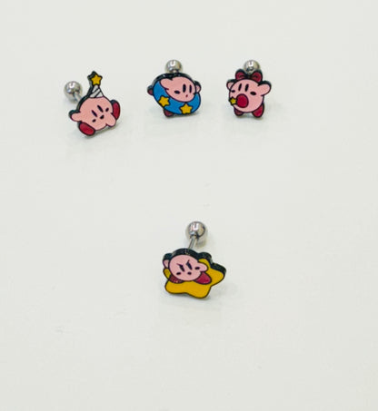 Kirby Star Allies 4 types Screwback  Piercing, Kirby Star Allies screw back ball, Barbells Ear Piercing Cartilage earrings