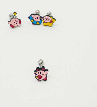 Kirby Star Allies 4 types Screwback  Piercing, Kirby Star Allies screw back ball, Barbells Ear Piercing Cartilage earrings