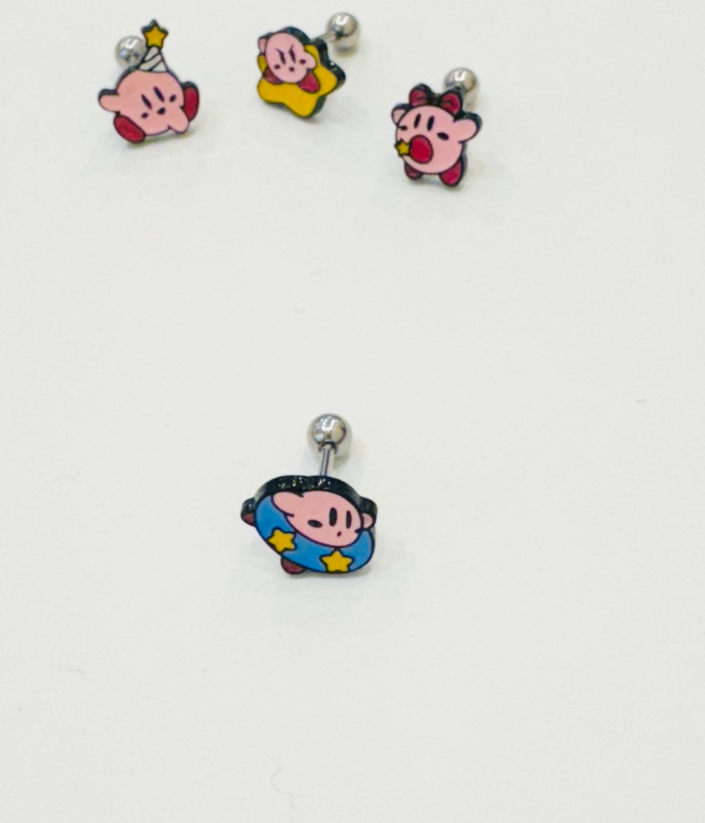 Kirby Star Allies 4 types Screwback  Piercing, Kirby Star Allies screw back ball, Barbells Ear Piercing Cartilage earrings