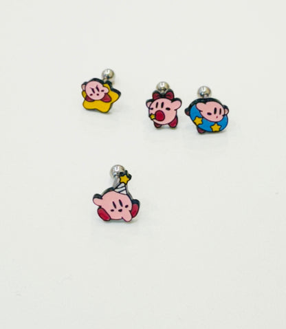 Kirby Star Allies 4 types Screwback  Piercing, Kirby Star Allies screw back ball, Barbells Ear Piercing Cartilage earrings