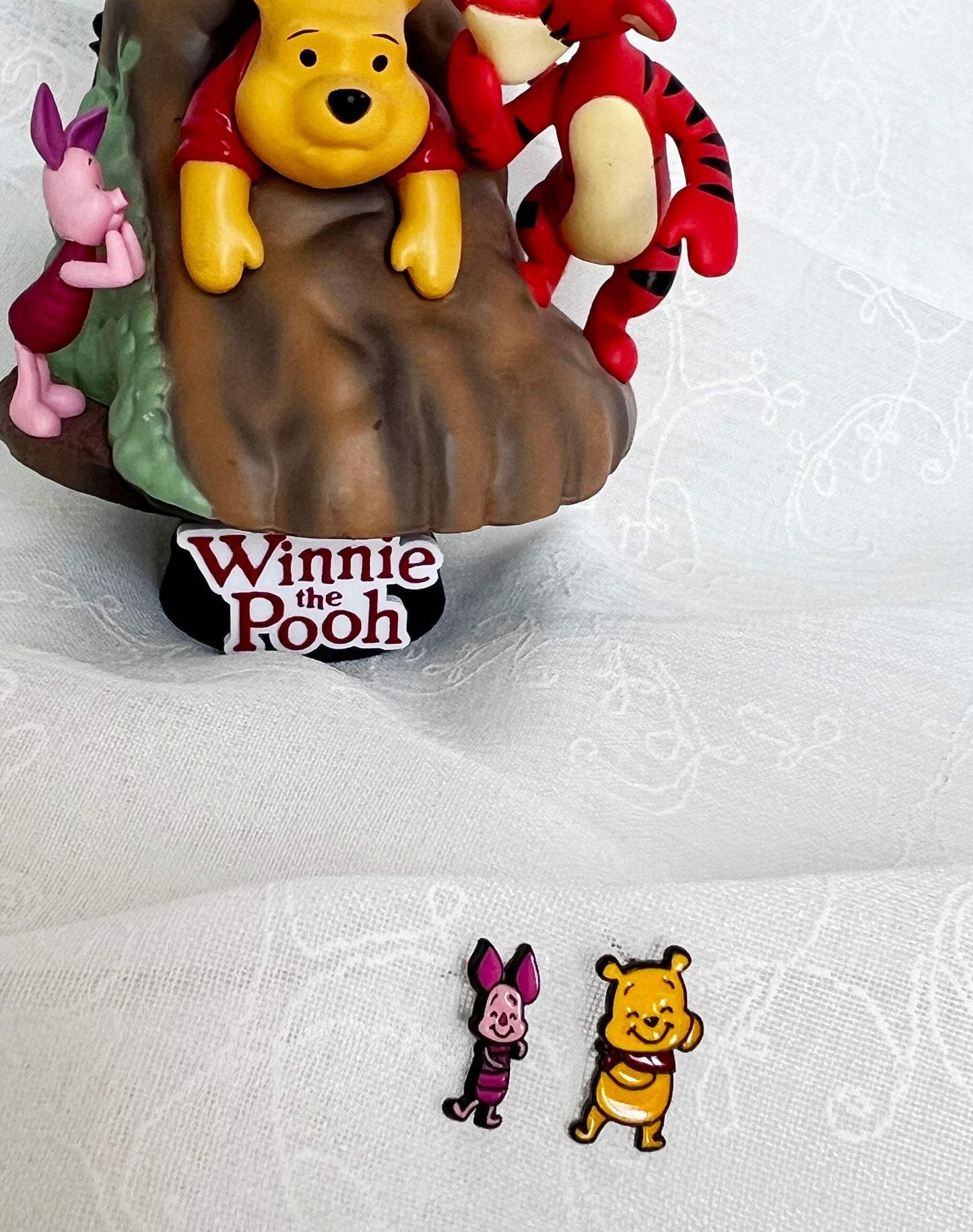 Disney-licensed characters earrings, Winnie the Pooh  Piglet dangle drop earrings