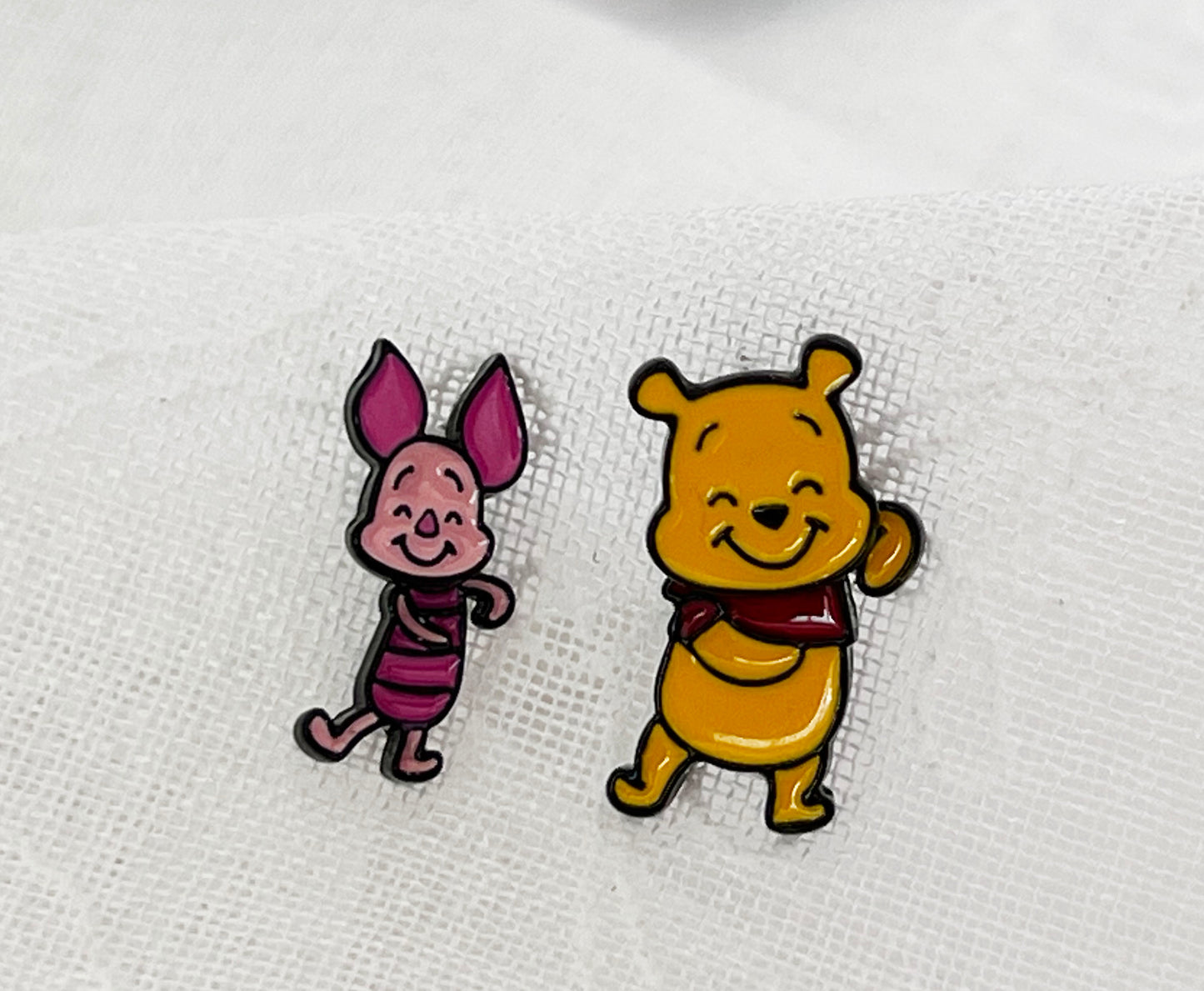 Disney-licensed characters earrings, Winnie the Pooh  Piglet dangle drop earrings, two ways earrings, ear jacket