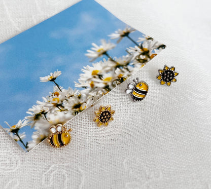 Cute honey bee and daisy flower earrings