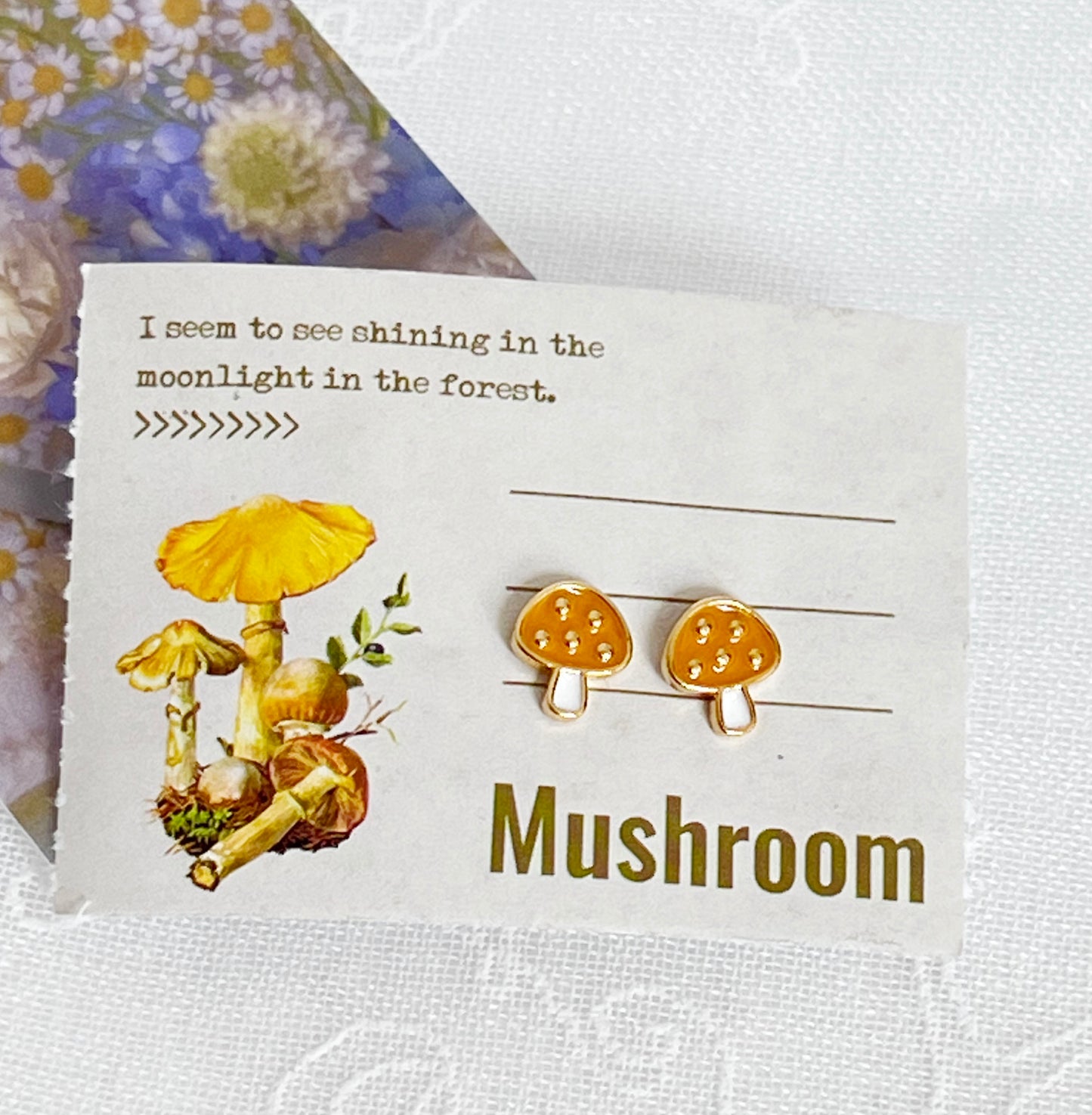 Tiny Mushroom Studs Earrings ,Poisonous mushroom Red and Yellow earrings, cute earrings