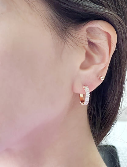 Baguette Cut square Cubic Zirconia hoop earrings, Baguette cubic  earrings, baguette cubic earrings,Baguette CZ Hoop Earrings