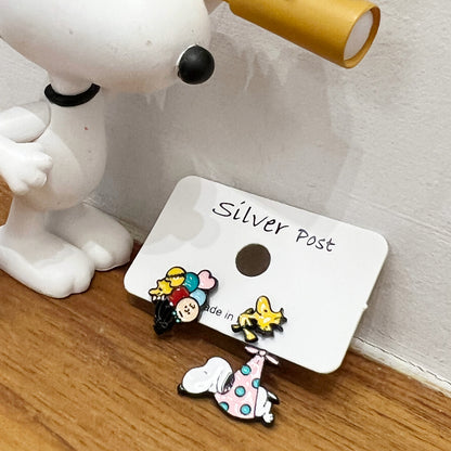 Cute Woodstock delivery Snoopy Baby basket earrings, Snoopy and Woodstock Best Friend Ear jacket