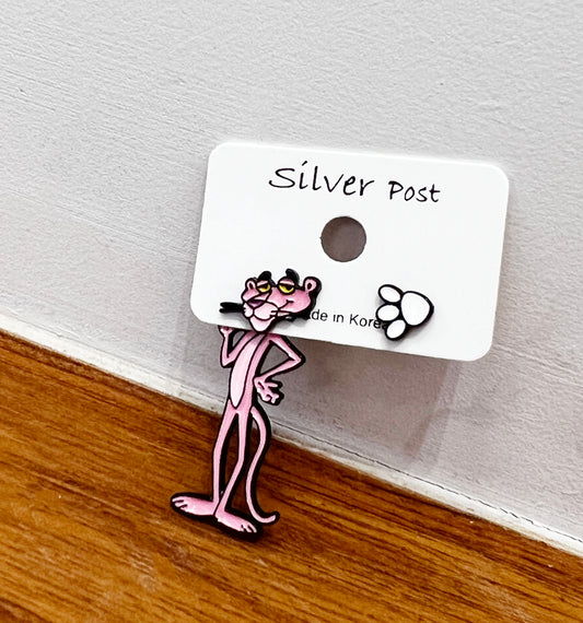 The Pink Panther Show two way earrings ,The Pink Panther  ear jacket earrings, animation character earrings cartoon characters earrings