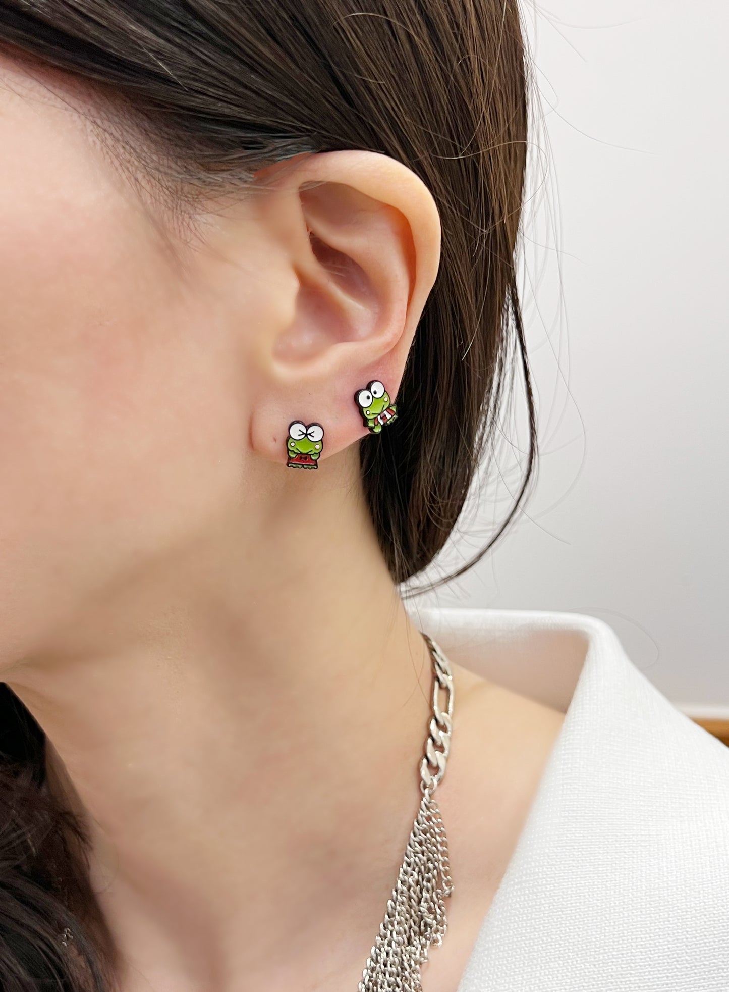 Sanrio character cute kerokero keroppi Earrings, kerokerokeroppi Frog earrings, character earrings