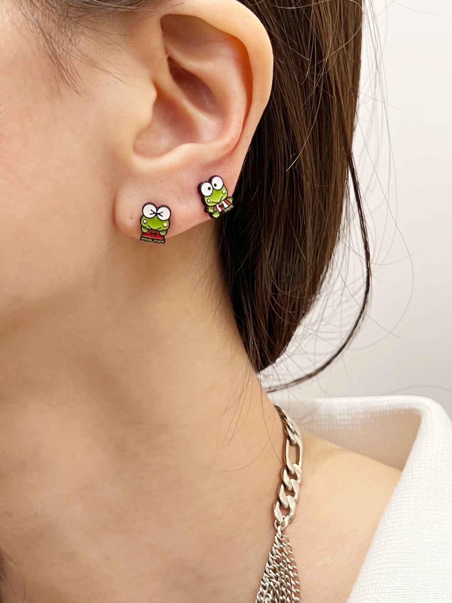 Sanrio character cute kerokero keroppi Earrings, kerokerokeroppi Frog earrings, character earrings