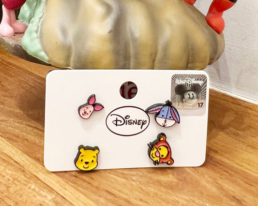 Disney-licensed characters earrings, set of 4 Winnie the Pooh,Tiger, Piglet, Eeyore earrings