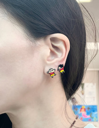 Cute Cartoon characters earrings, kureyon shin chan Stud earrings japan anime character earrings