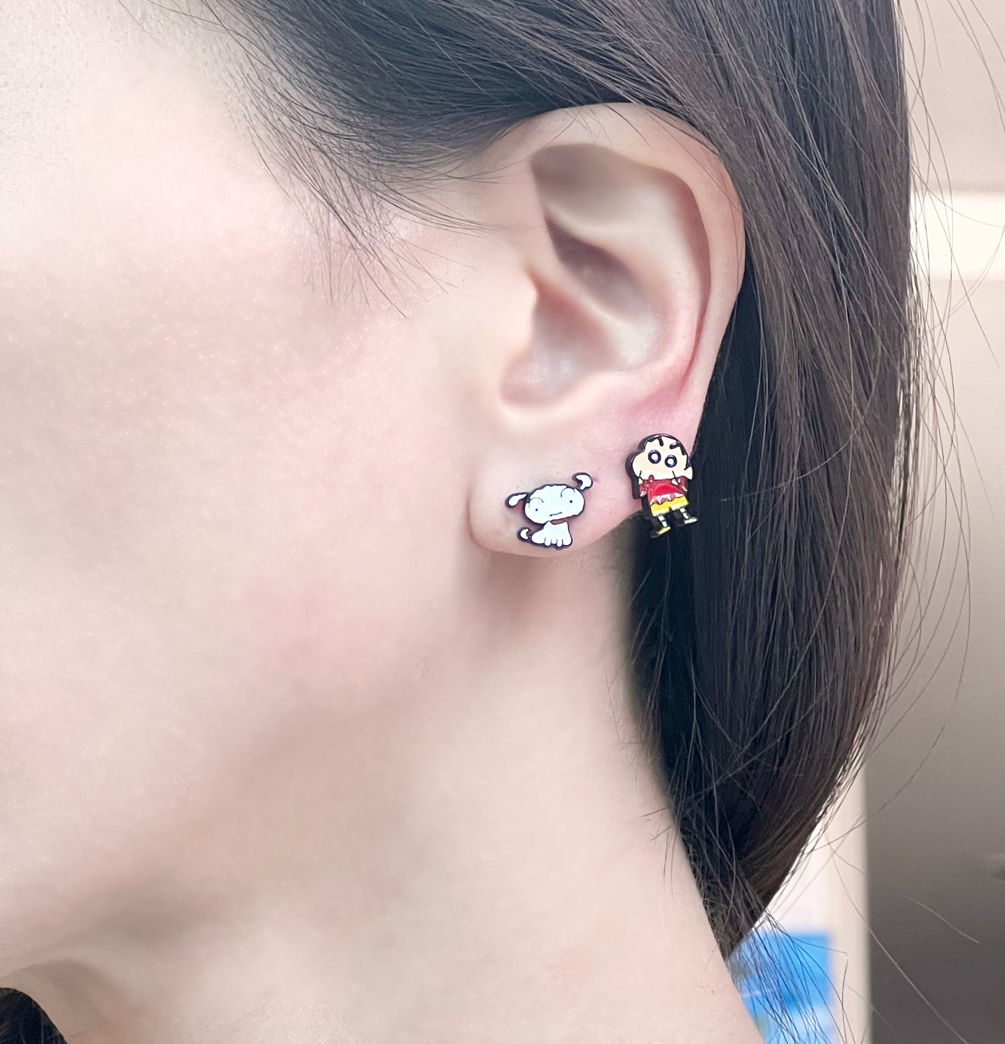 Cute Cartoon characters earrings, kureyon shin chan Stud earrings japan anime character earrings