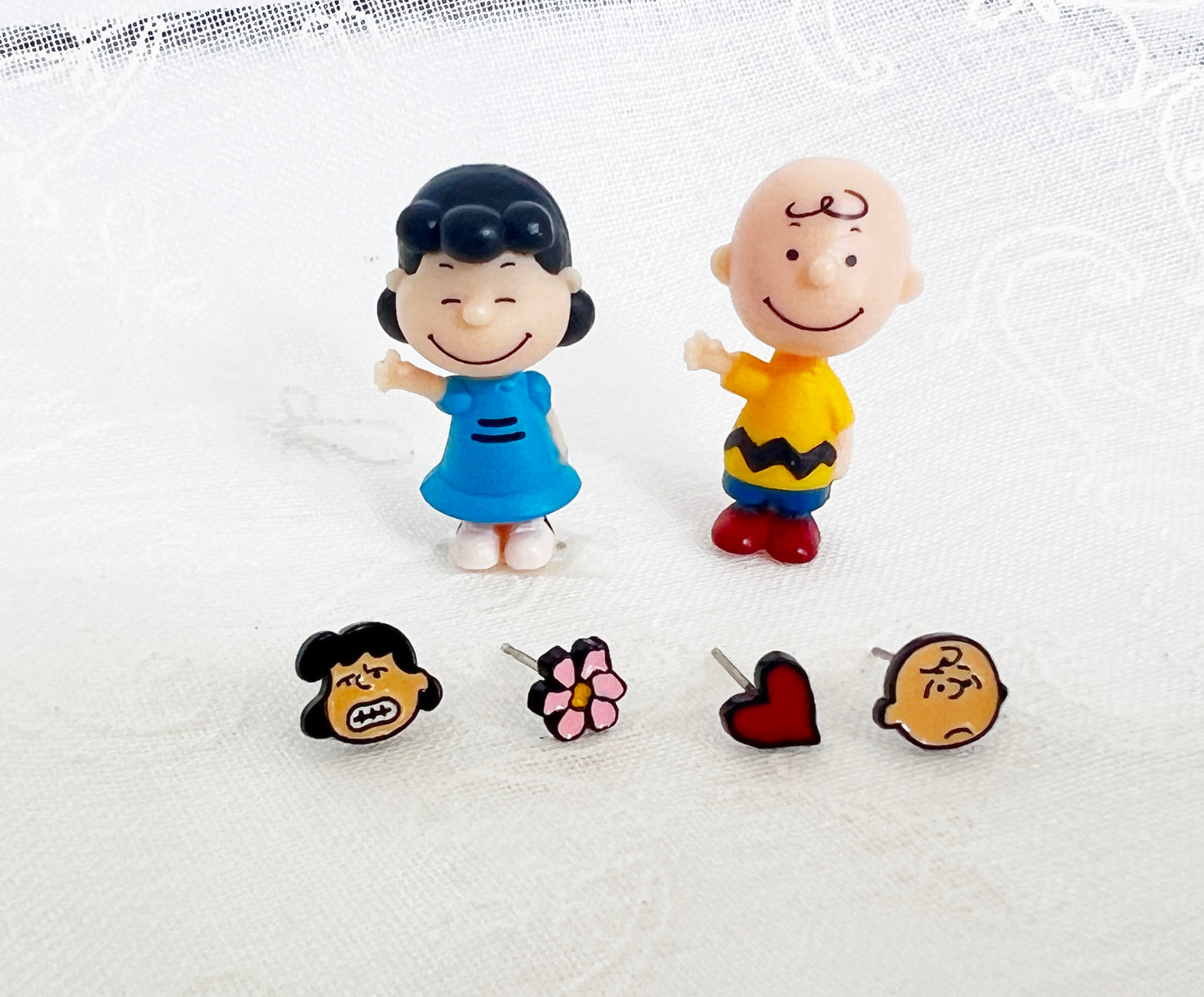 Cute Set of 4 the Peanuts Friends earrings Charlie Brown ,Lucy earrings, character earrings