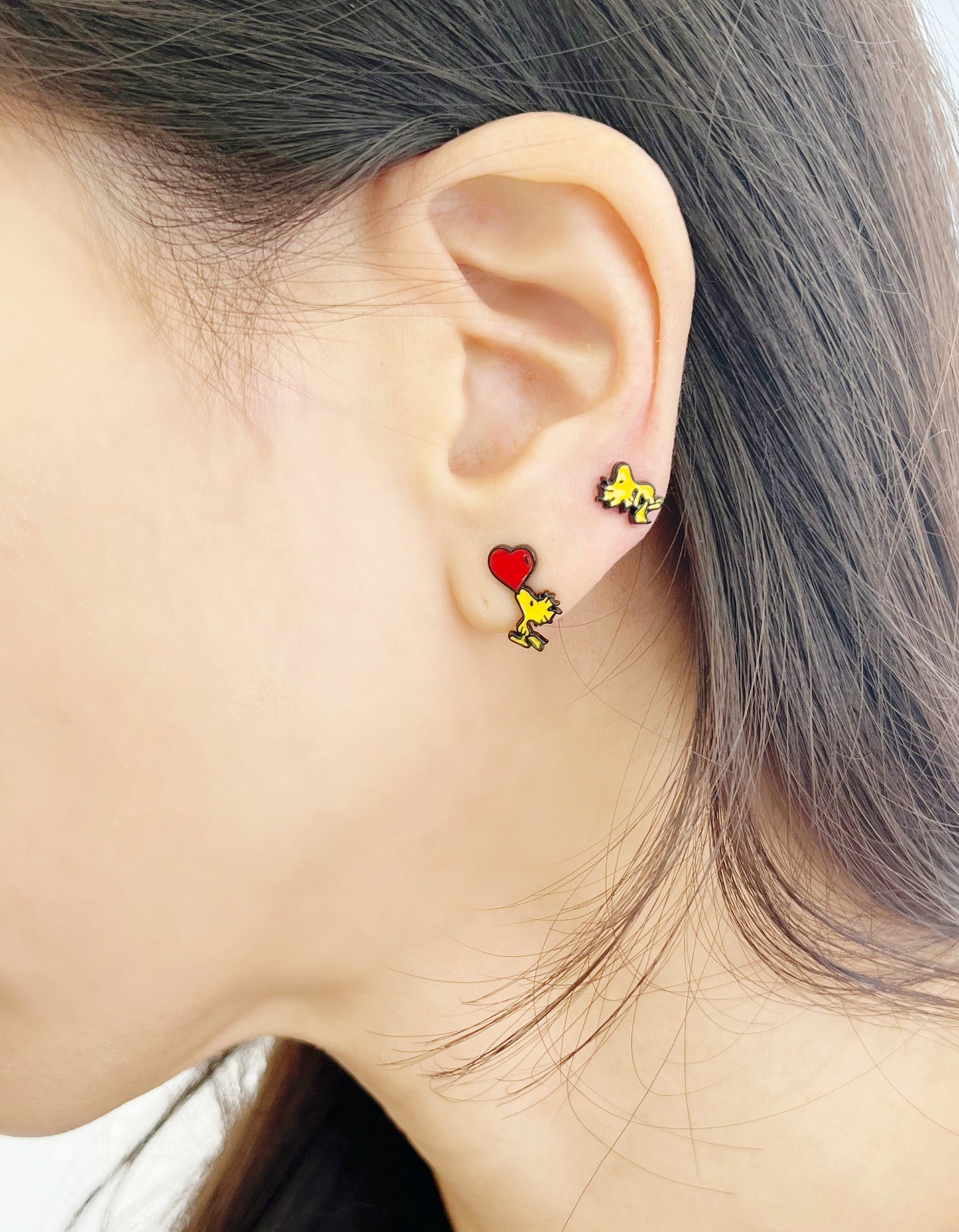 Cute Woodstock Set of 4 Unbalance Character Earrings