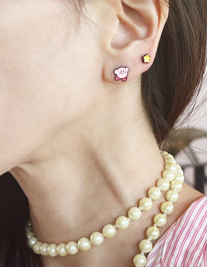 Cute set of 4 Kirby Star Allies Unbalance stud earrings, Kirby Star Allies earrings set , Kids Earrings