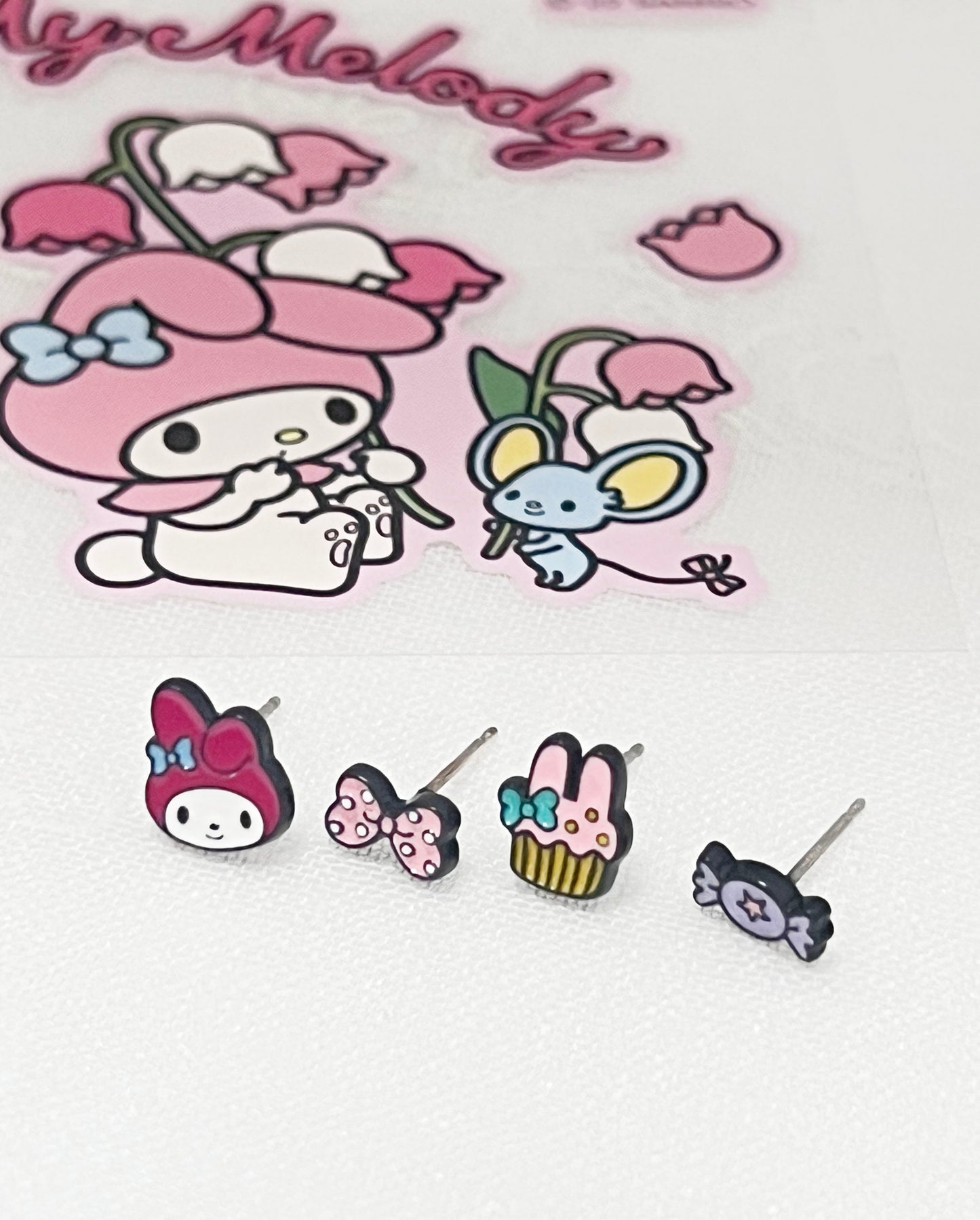 Sanrio Characters stud earrings My Melody set of 4  / Pompompurin set of 4  earrings