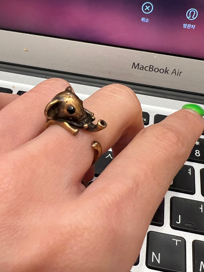 Cute Baby Elephant Adjustable Wrap Ring ,statement ring , knuckle ring