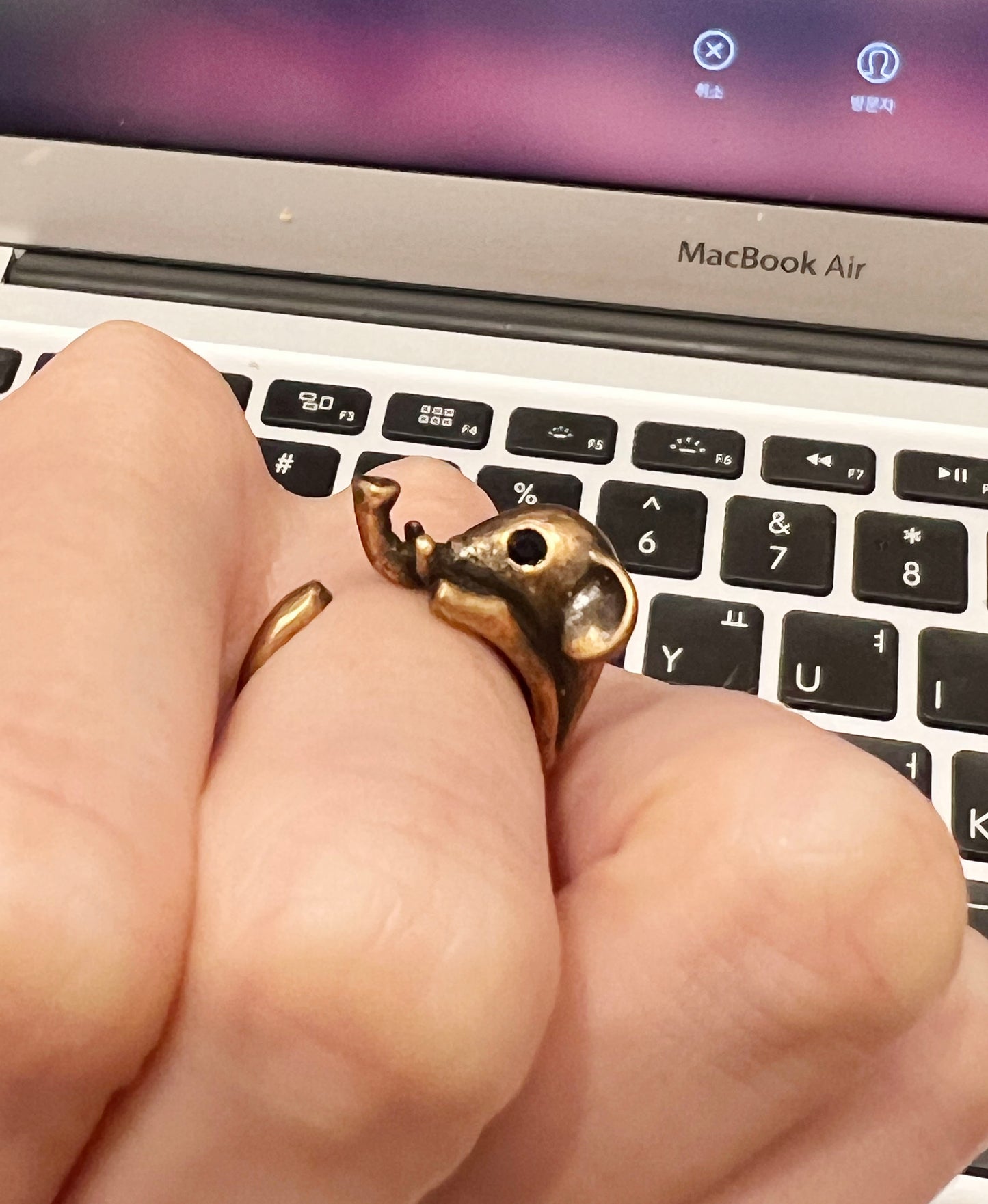 Cute Baby Elephant Adjustable Wrap Ring ,statement ring , knuckle ring