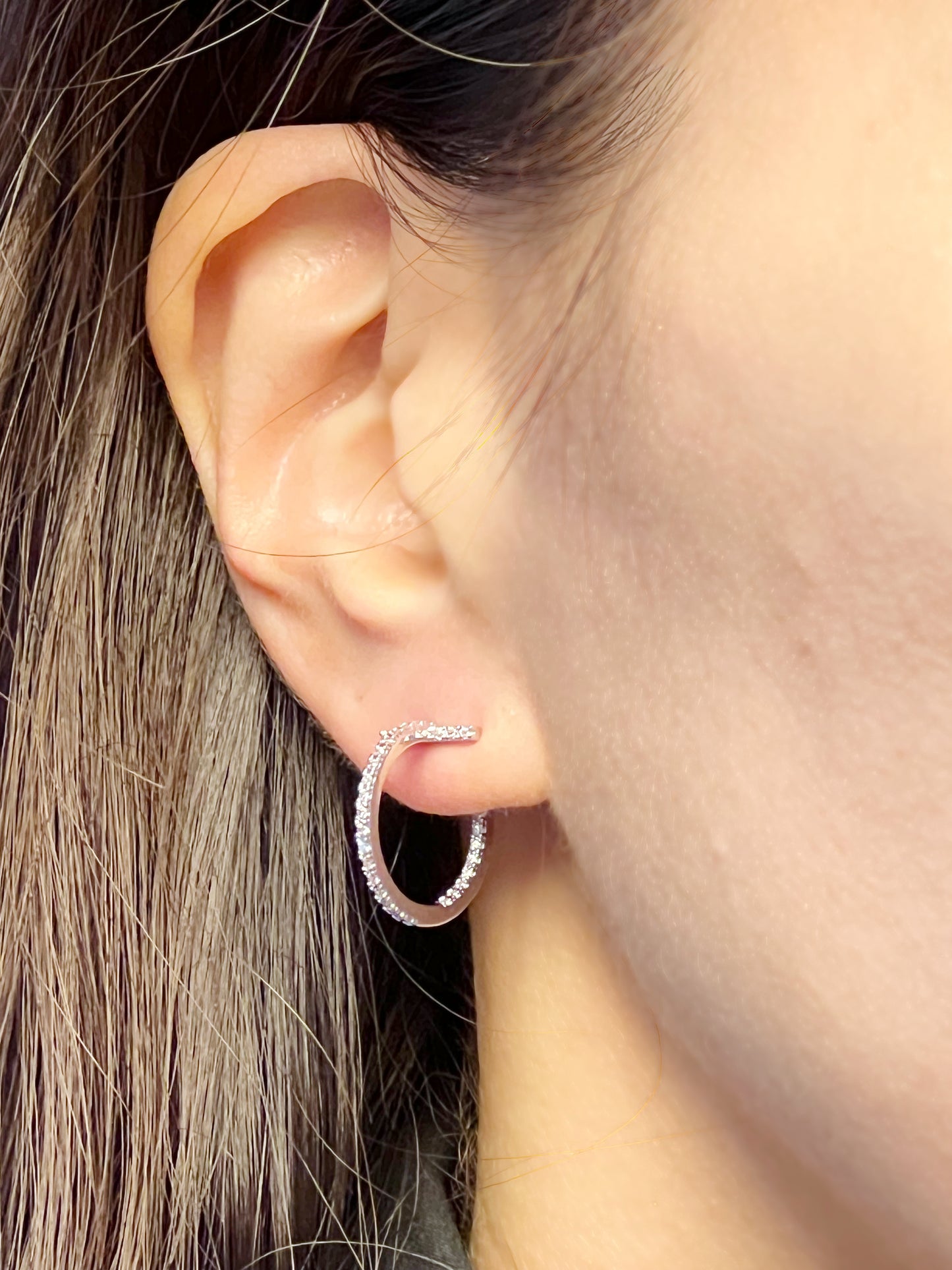 Cubic Bar Hoop Earrings ,cubic circle hoop earrings, classic earrings, daily earrings