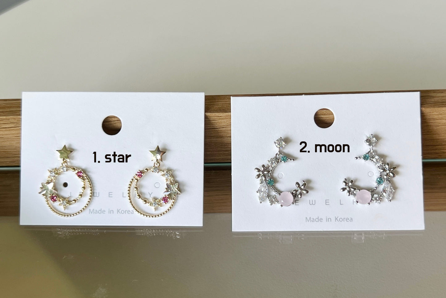 Various Cubic setting Star and Moon dangle earrings, shimmering star and moon dangle drop earrings