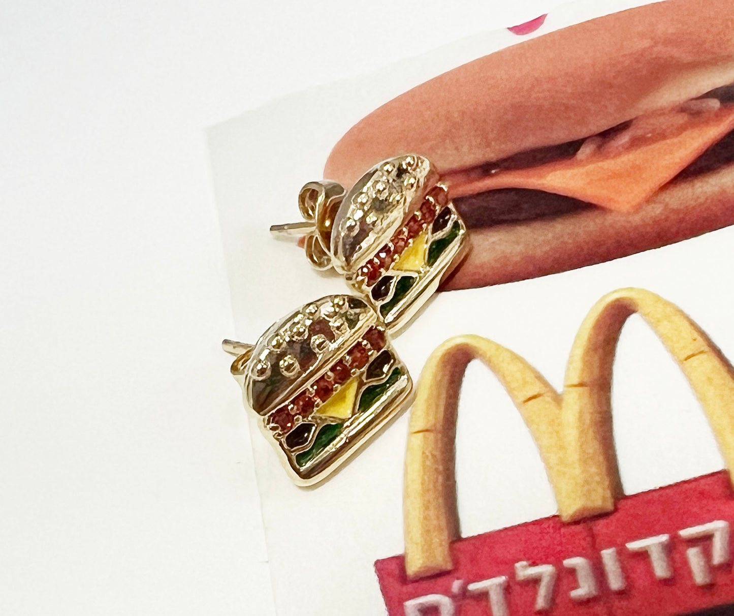 Hamburger and   French fried potato earrings, junk food earrings, fast food Earrings, Carb Lovers