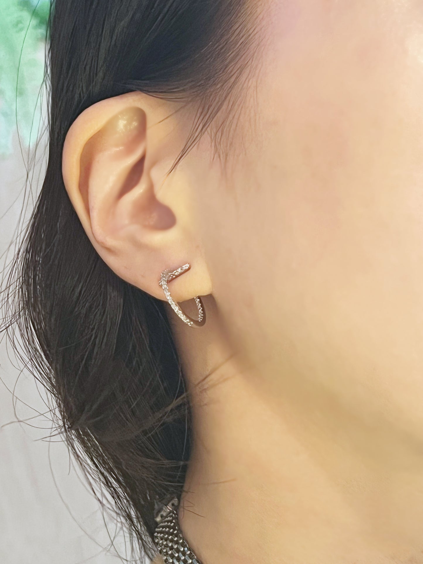Cubic Bar Hoop Earrings ,cubic circle hoop earrings, classic earrings, daily earrings