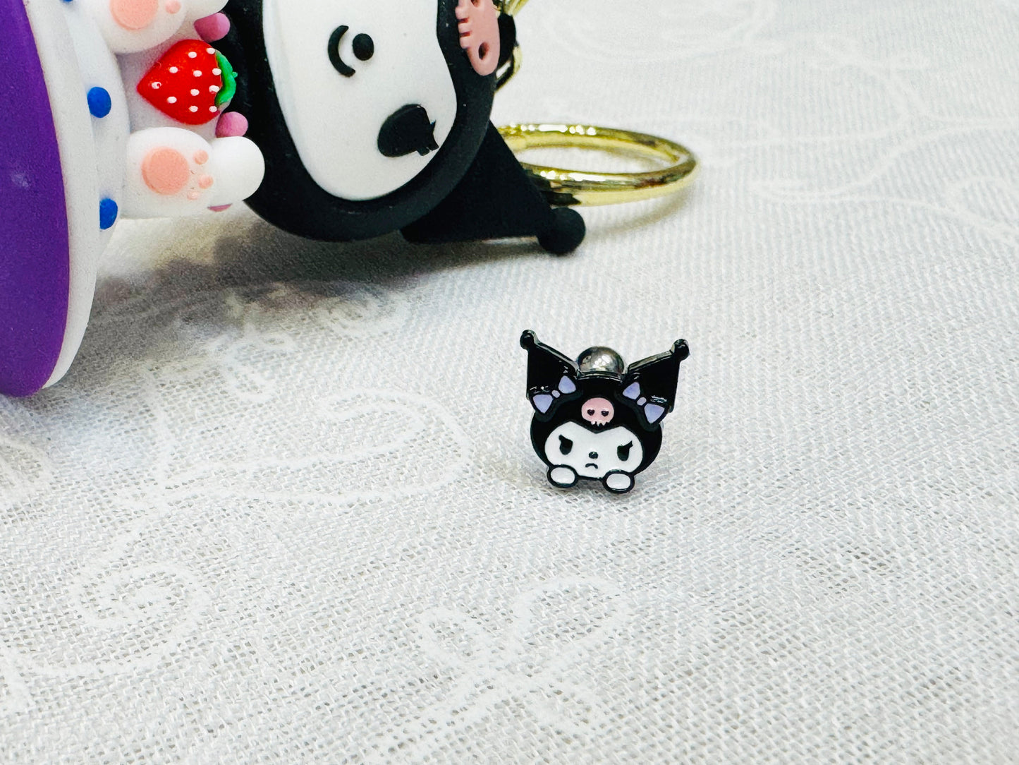 Sanrio characters 4 types Tiny Kuromi screw back ball Ear Piercing, Barbells Surgical Steel Cartilage earrings