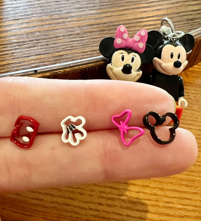 Disney-licensed set of 4 Mickey Mouse Unbalance Earrings, Mickey Mouse  earrings, Minnie Mouse Disney Earrings