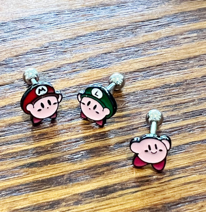 Kirby Star Allies Screwback  Piercing, Kirby Star Allies screw back ball, Barbells Ear Piercing Cartilage earrings