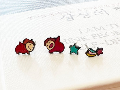 Ponyo On The Cliff set of 4 Earrings ,Ponyo post earrings cute Ponyo Anime earrings