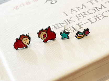 Ponyo On The Cliff set of 4 Earrings ,Ponyo post earrings cute Ponyo Anime earrings