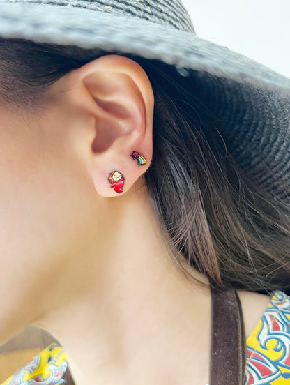 Ponyo On The Cliff set of 4 Earrings ,Ponyo post earrings cute Ponyo Anime earrings