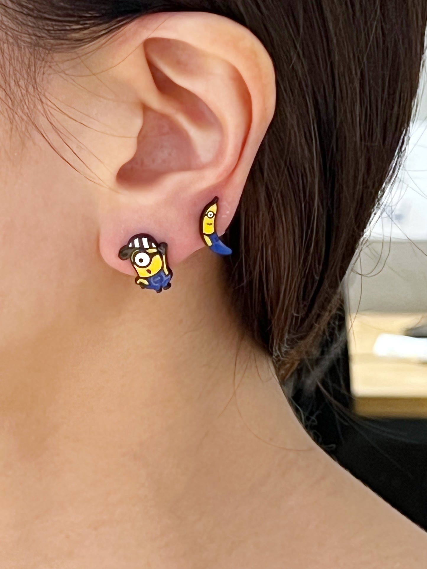 Cute Minions earrings, Movie Cartoon MINION Stud, Despicable Me Earrings