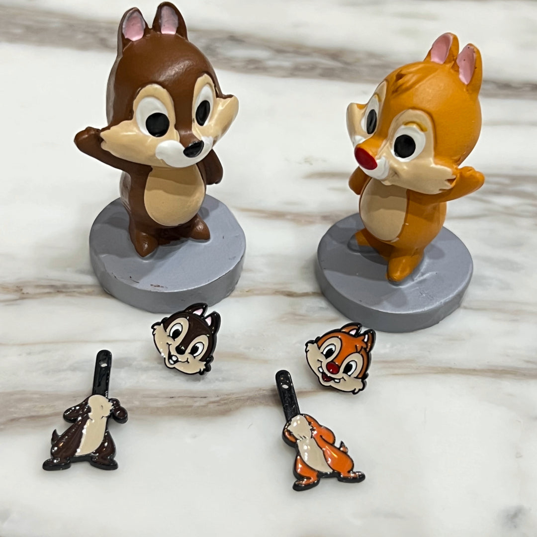 귀여운 Chip 'N' Dale 귀걸이. 칩앤데일 이어 재킷, 다람쥐 귀걸이, 카툰 귀걸이,