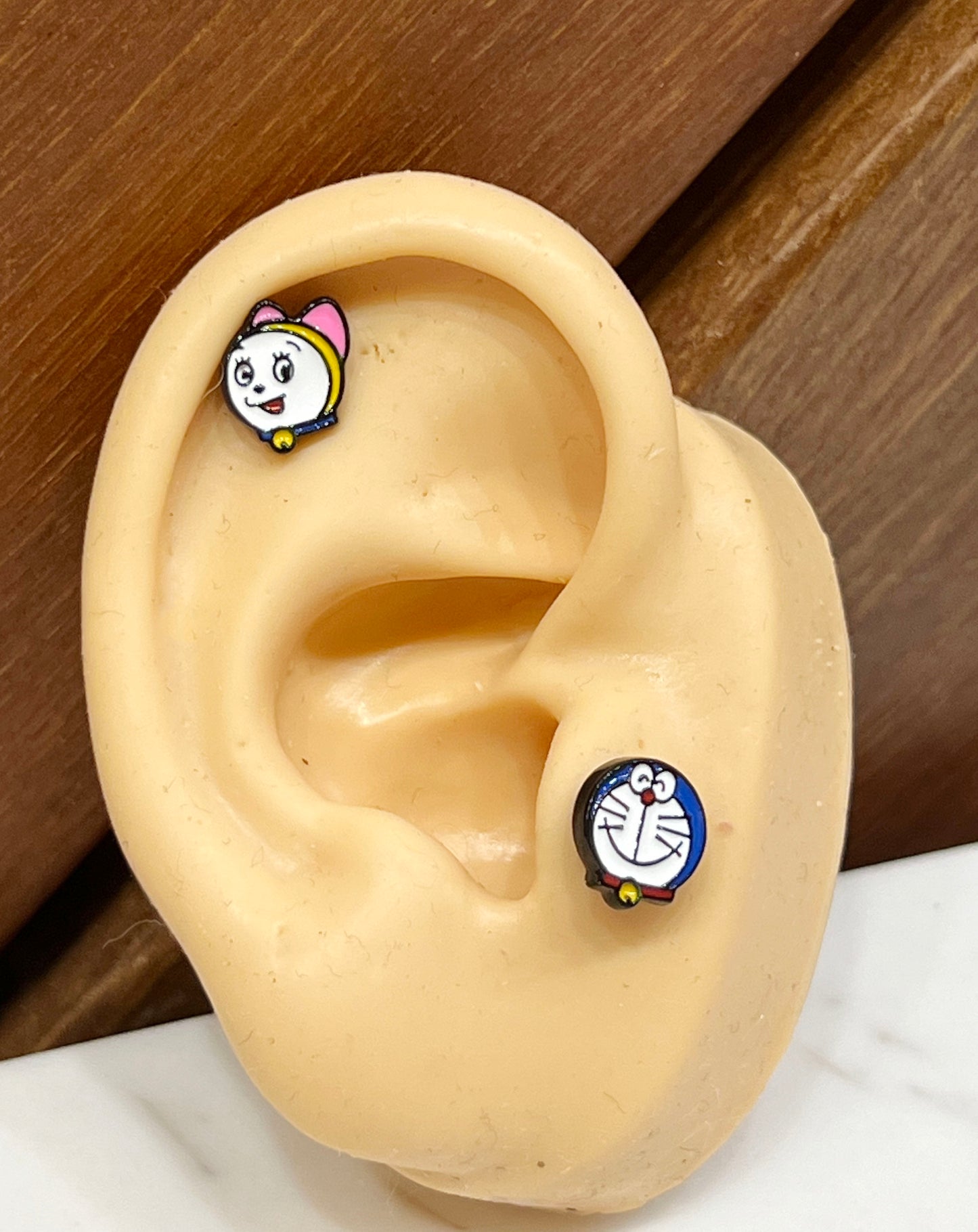 Doraemon and dorami character Screw back earrings, screw back ball Ear Piercing, Barbells Surgical Steel Cartilage earrings