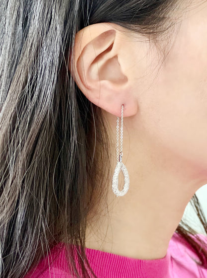 Open Water drop Ear Threader ,Long earrings,  Tear Drop Pull Through Earrings