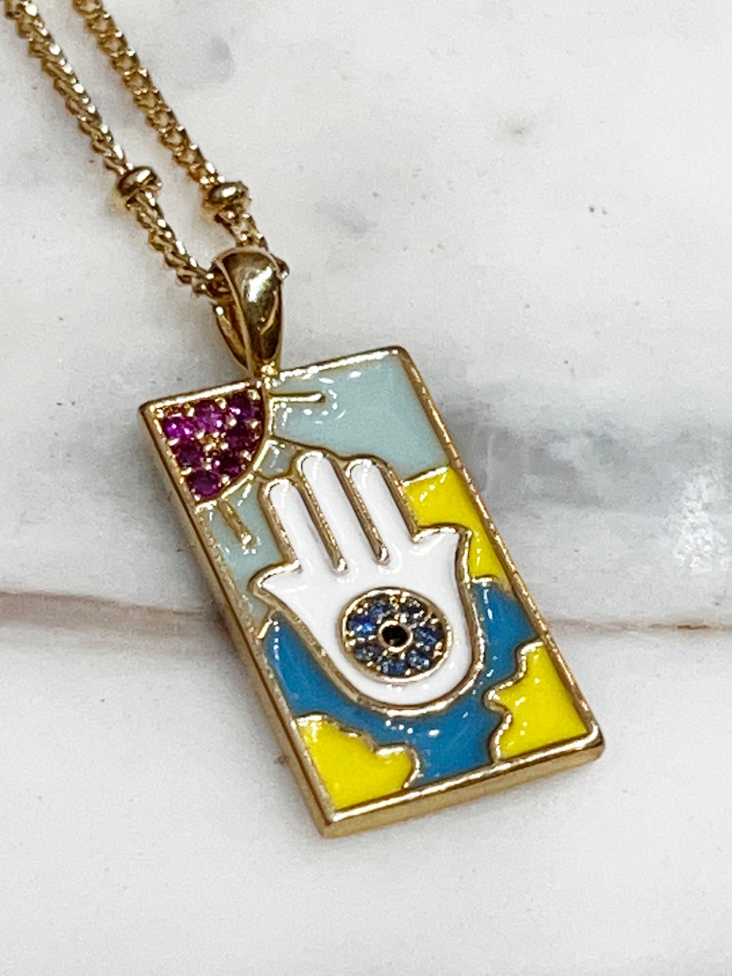 Enamel and cubic set Tarot Card Necklaces, Lovers, Fortune, World, Sun ,Moon, Star, Ten of cup, Spiritual Jewelry