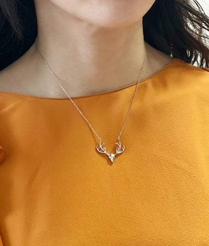 Deer Antler Necklace, Elk Deer Necklace ,Deer head necklace, Stag necklace