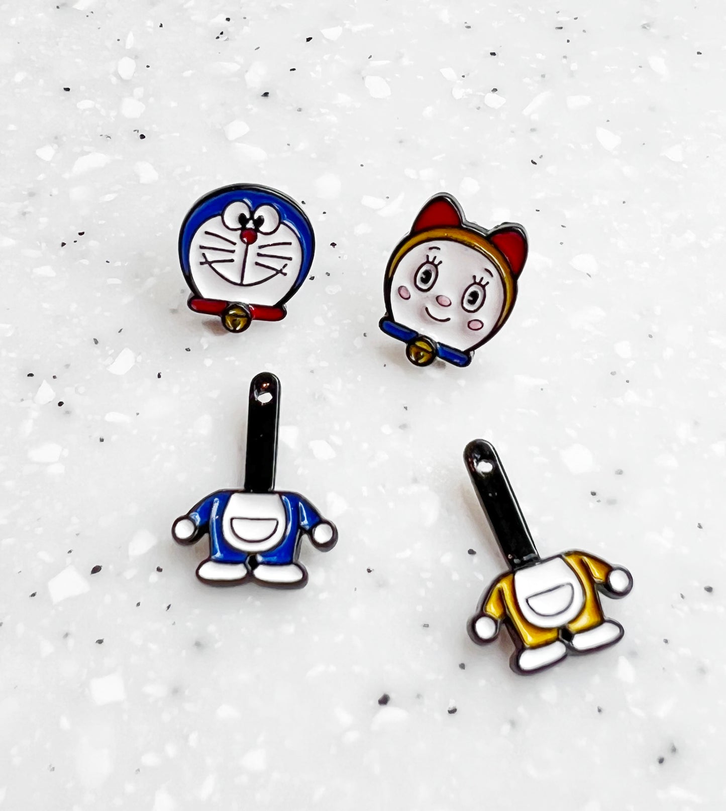 Cute Doraemon and dorami two ways Ear jacket, Doraemon two way earrings, Cartoon Earrings