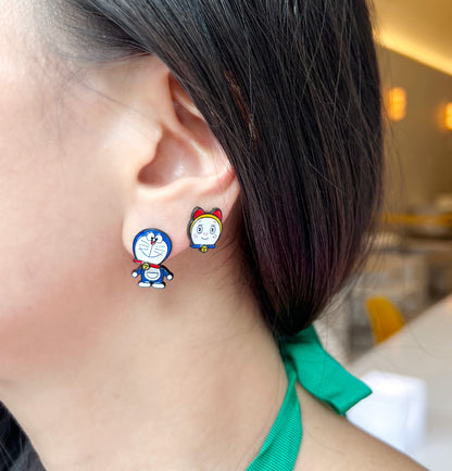 Cute Doraemon and dorami two ways Ear jacket, Doraemon two way earrings, Cartoon Earrings