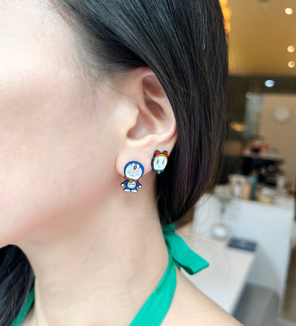 Cute Doraemon and dorami two ways Ear jacket, Doraemon two way earrings, Cartoon Earrings