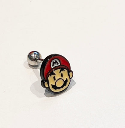 Nintendo Mario and his Question Box,Star, Mushroom Cartilage earrings, Gaming inspired character Screwback  Piercing ,screw back ball, Barbells Ear Piercing