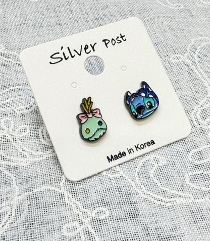 Cute Disney characters earrings, Lilo and Stitch Suds unbalance earrings-3