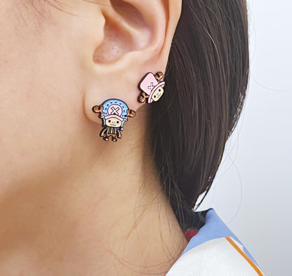 One Piece Tony Chopper two ways earrings, Anime Chopper drop earrings, KawaiiChopper earrings