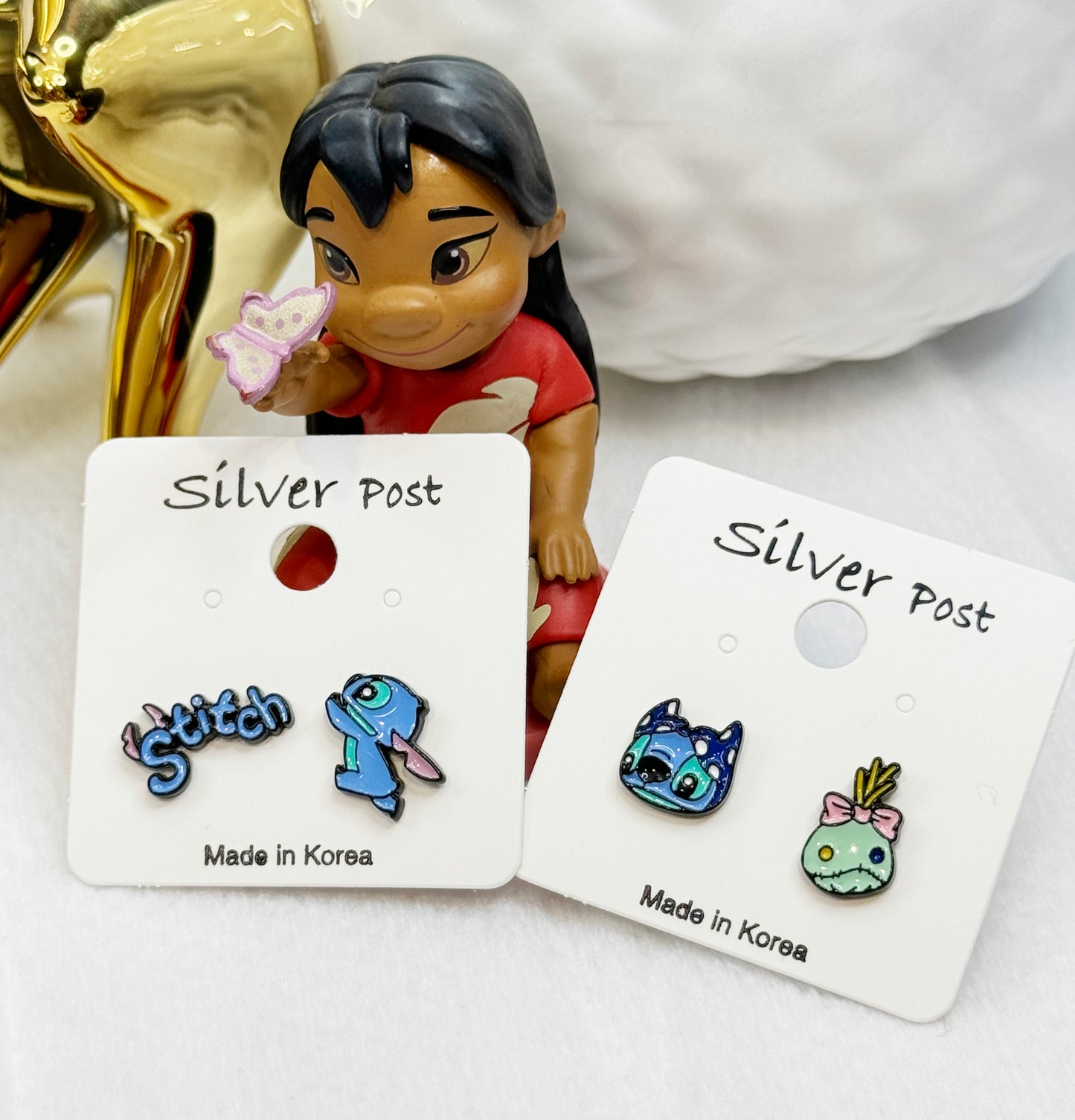 Cute Disney characters earrings, Lilo and Stitch Suds unbalance earrings-3