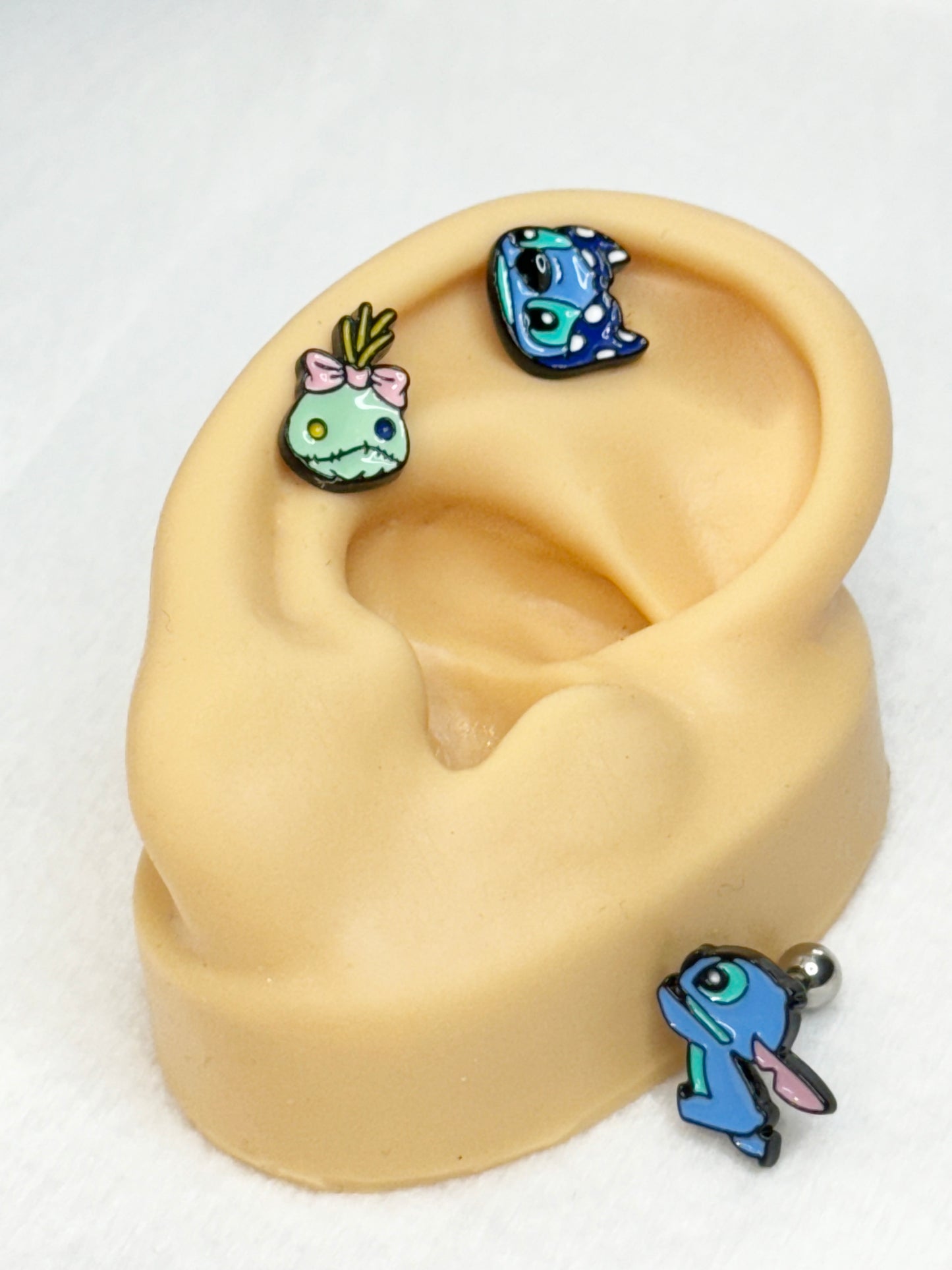 Disney characters lilo and scrump ear Surgical Steel piercing tiny ear Helix Piercing screw back ball ,Cartilage Piercing,Tragus Ear Jewelry Body Accessories