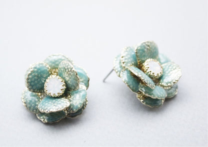 Camellia flower with cubic earrings , Bridal Camellia Earrings, Wedding Camellia statement earrings Earrings Posts