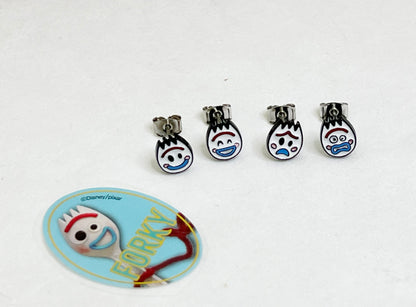 Disney-licensed set of 4 toy story forky characters earrings